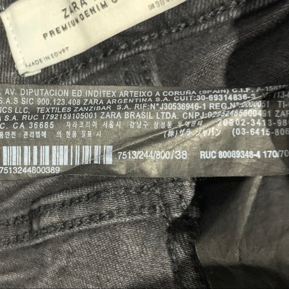 Zara Mid Rise Skinny Fit Raw Hem Distressed Jeans Vintage Black Wash Size 6 EUC - Picture 11 of 12